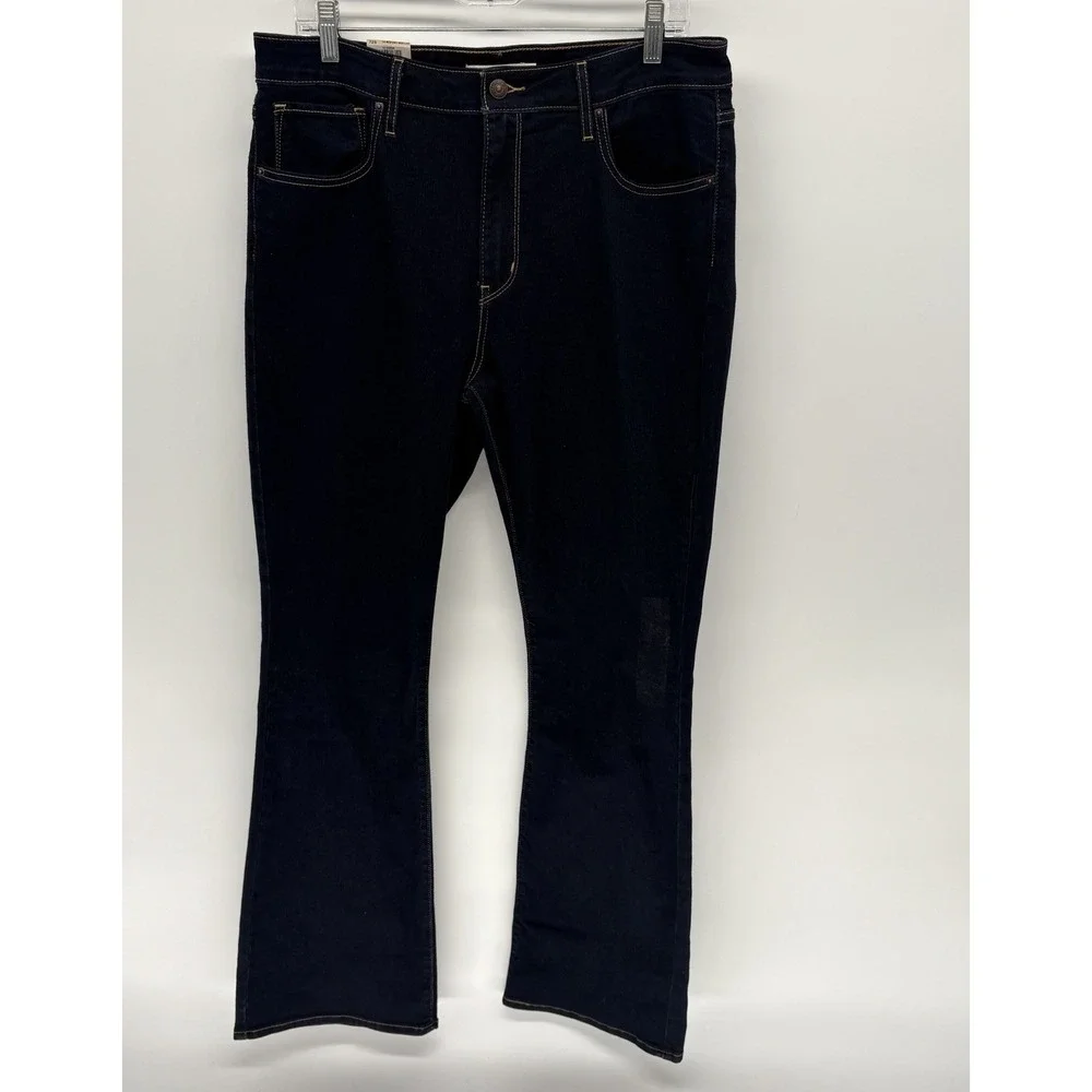 Levis 725 High Rise Bootcut Jeans Dark Blue‎ Stretch NWT Women 14M (32X32)